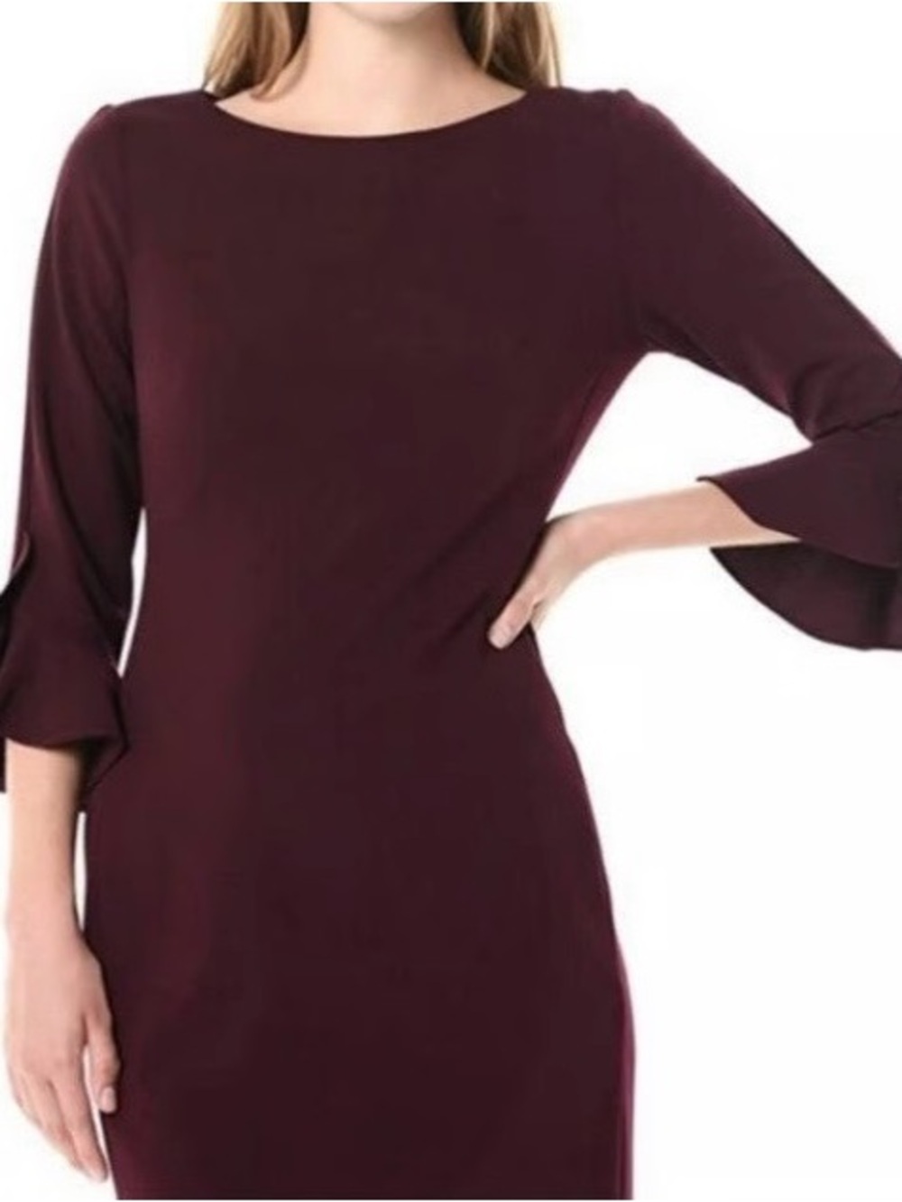 Karl Lagerfeld Women's Elegant Bell-Sleeve Shift Dress - Eggplant